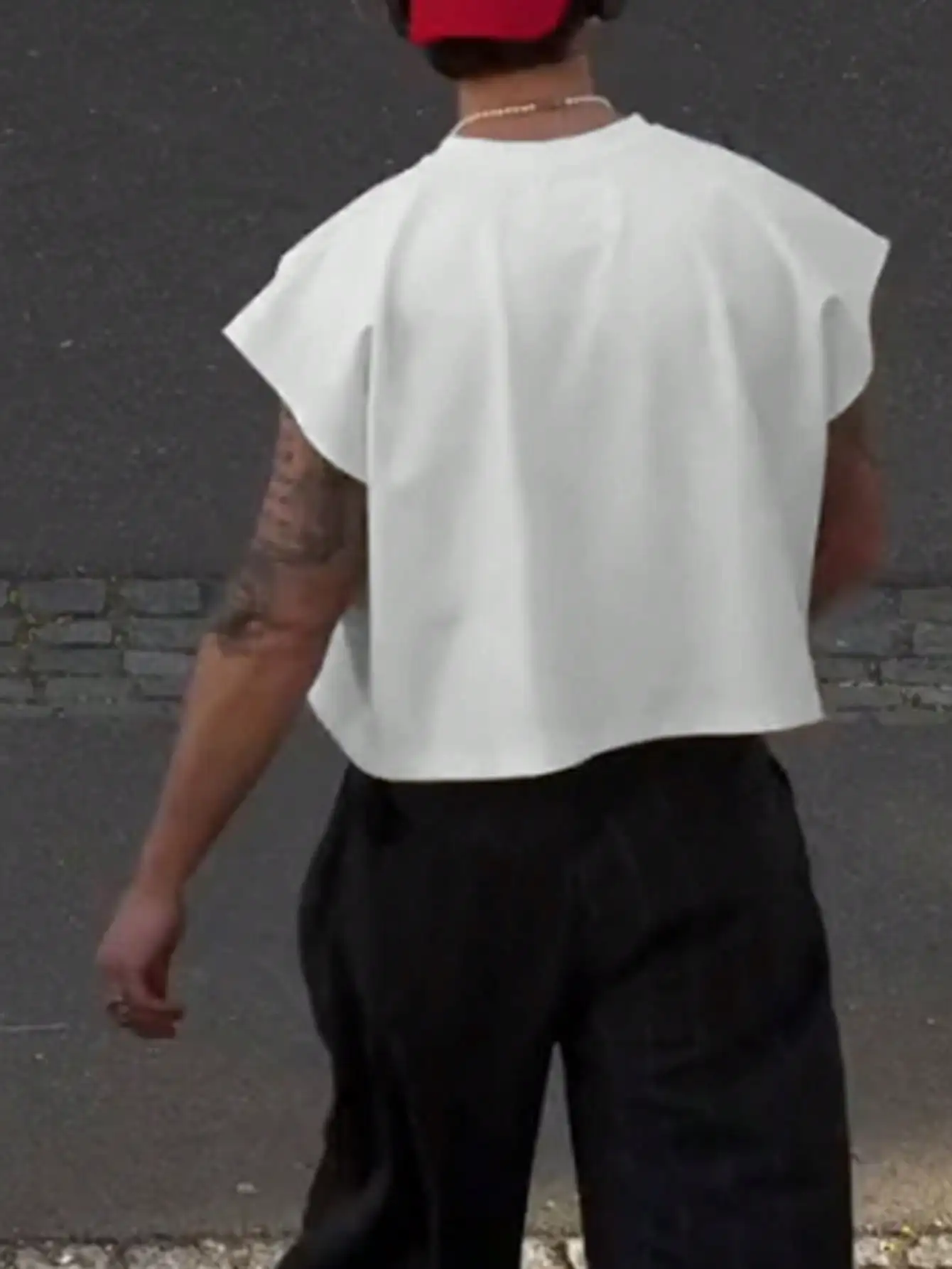 Camiseta Blanca Corta de Manga Corta para Hombre, Corte Holgado Informal para Uso Diario