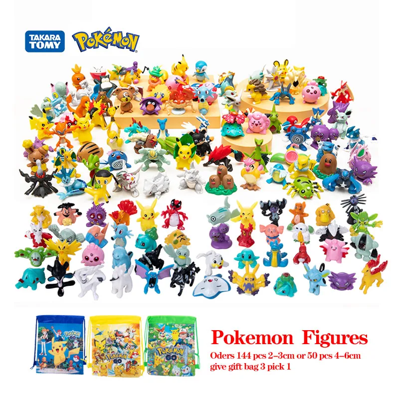 Pokemon Mini Figures 144 2-3cm/250 4-6cm Anime Model Different Styles Cute Doll Toys Pikachu Pokémon Go Children Birthday Gifts