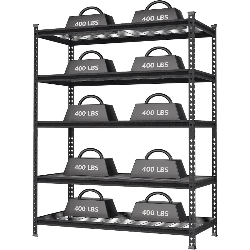 

5-Tier Metal Storage Shelving Unit, 48”W x 24”D x 72”H, Adjust Storage Rack Heavy Duty Shelf, 4000 lbs Load Capacity