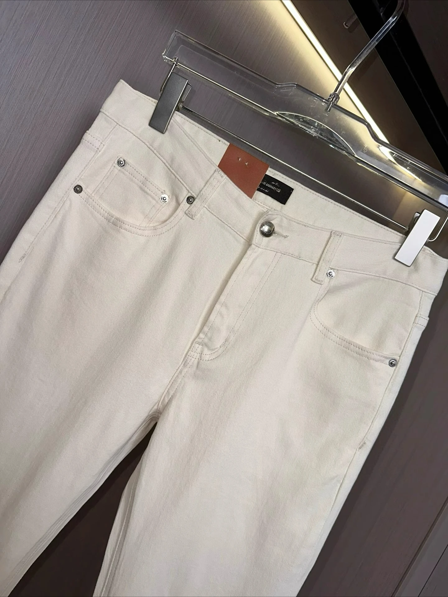 LP Italia musim semi dan musim panas jeans lurus kecil angin uang tua kasual modis bernapas mikro-elastis baru yang dicuci