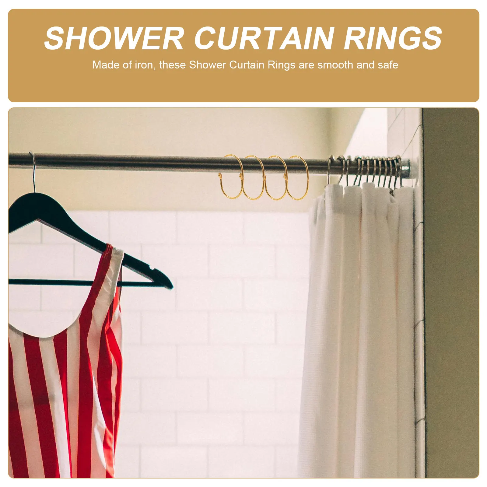 20Pcs Shower Curtain Rings Iron Premium Thick Smooth Sliding Anti-Slip Hooks for Bathroom Shower Rods Curtain view 6