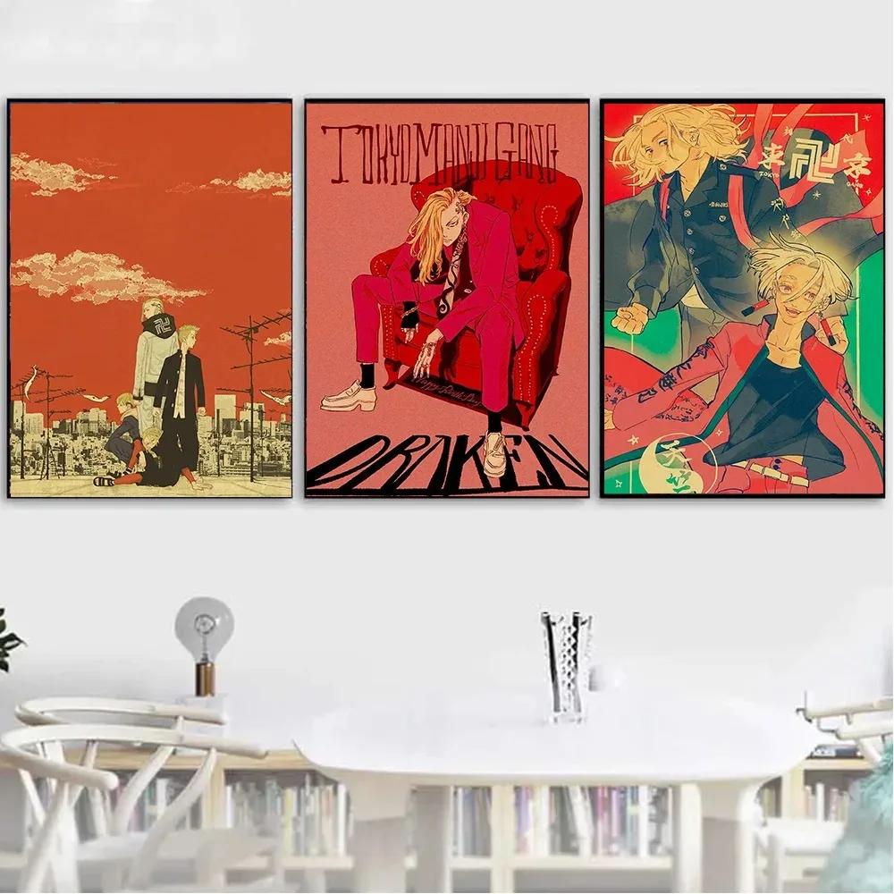 الكلاسيكية أنيمي اليابان طوكيو المنتقمون الجدار ملصق ديكور صورة مانغا نمط قماش Pianting لغرفة المعيشة غرفة نوم ديكور المنزل #4