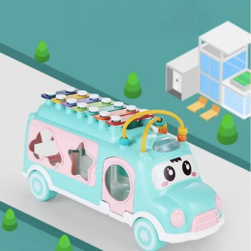 子供のための多機能漫画模倣楽器,木琴,ベビータッピングピアノ,ビルディングブロック,バス,音楽玩具