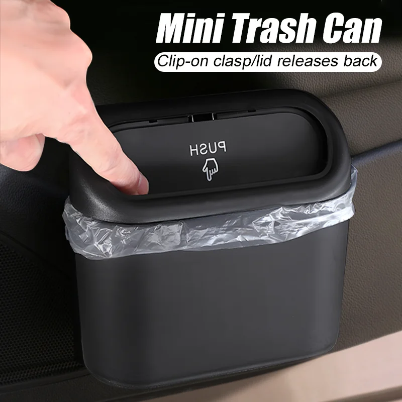 Car Interior Trash Bin Storage Hanging Mini Vehicle Garbage With Lid Multifunction Folding For Auto Kitchen Bedroom Garbage Box