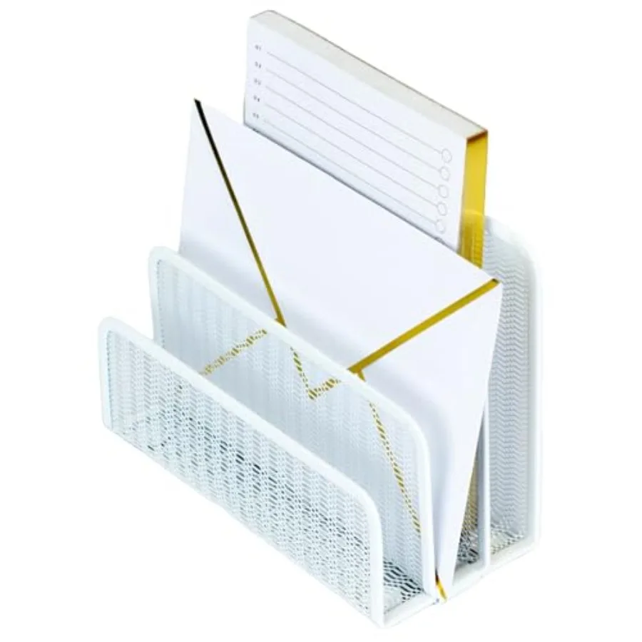 Metal Mesh Letter Sorter 3-Slot Mail Organizer for Desk, Office and Home Vertical File and Envelope Holder Modern Mail Sorter f