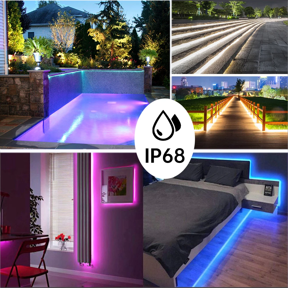 1M-20M 24V IP68 Waterproof LED Strip 120Leds/M Red Ice Blue Green White Pink Yellow Home Garden Decor Flexible Ribbon Rope Light