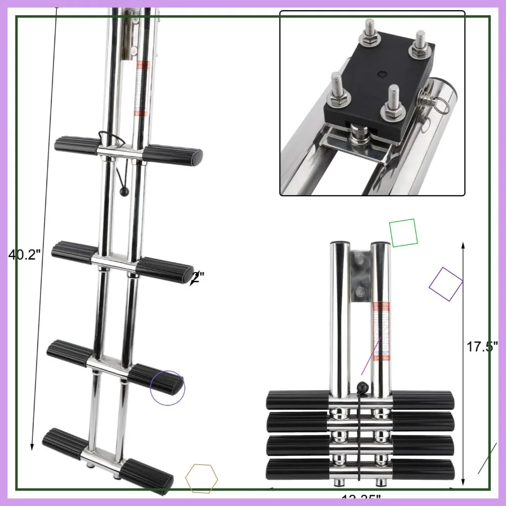 

4 Step Telescopic Boat Dive Ladder Stainless Steel Marine Swimming Pool Safety Ladder