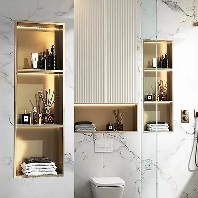 Nicho de ducha de baño personalizado con diodo emisor de luz nicho de ducha estante empotrado de baño nicho de ducha de acero inoxidable