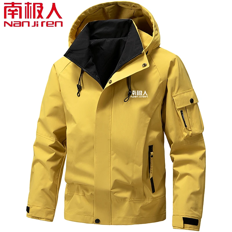 

Nanjiren Men's Outdoor Hiking Jacket Waterproof Hoodie with Zipper Pocket Top