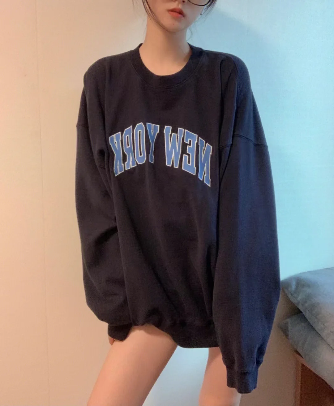 

New York Brandy Girl Embroidered Loose round Ne Sweatirt Women's Design Sensation Small ence New Cotton Long Sle...