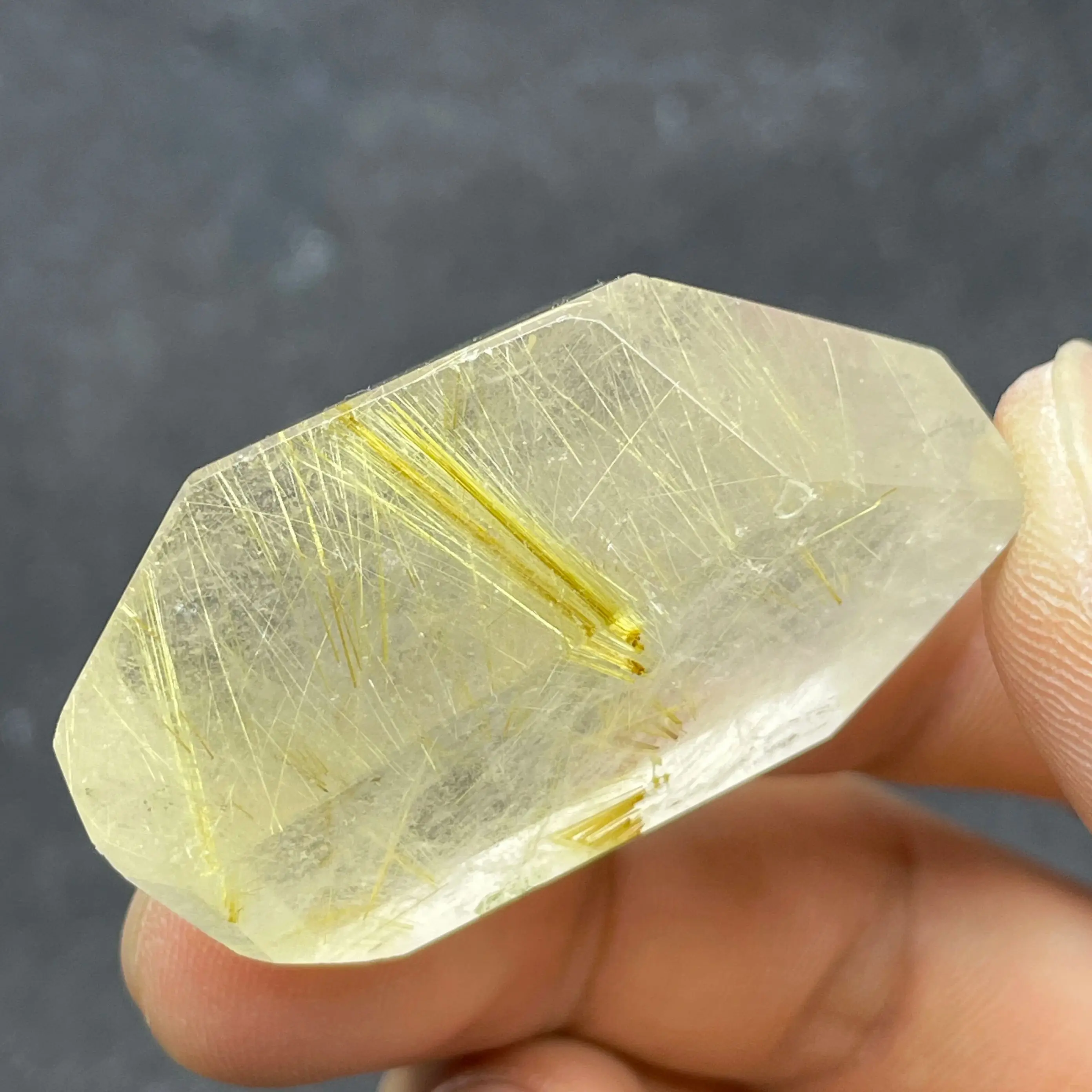 Natural Quartz Rutilated Freeform Rabbit Hair Stone Polished Crystal Decoration Rock Gift Reiki Healing