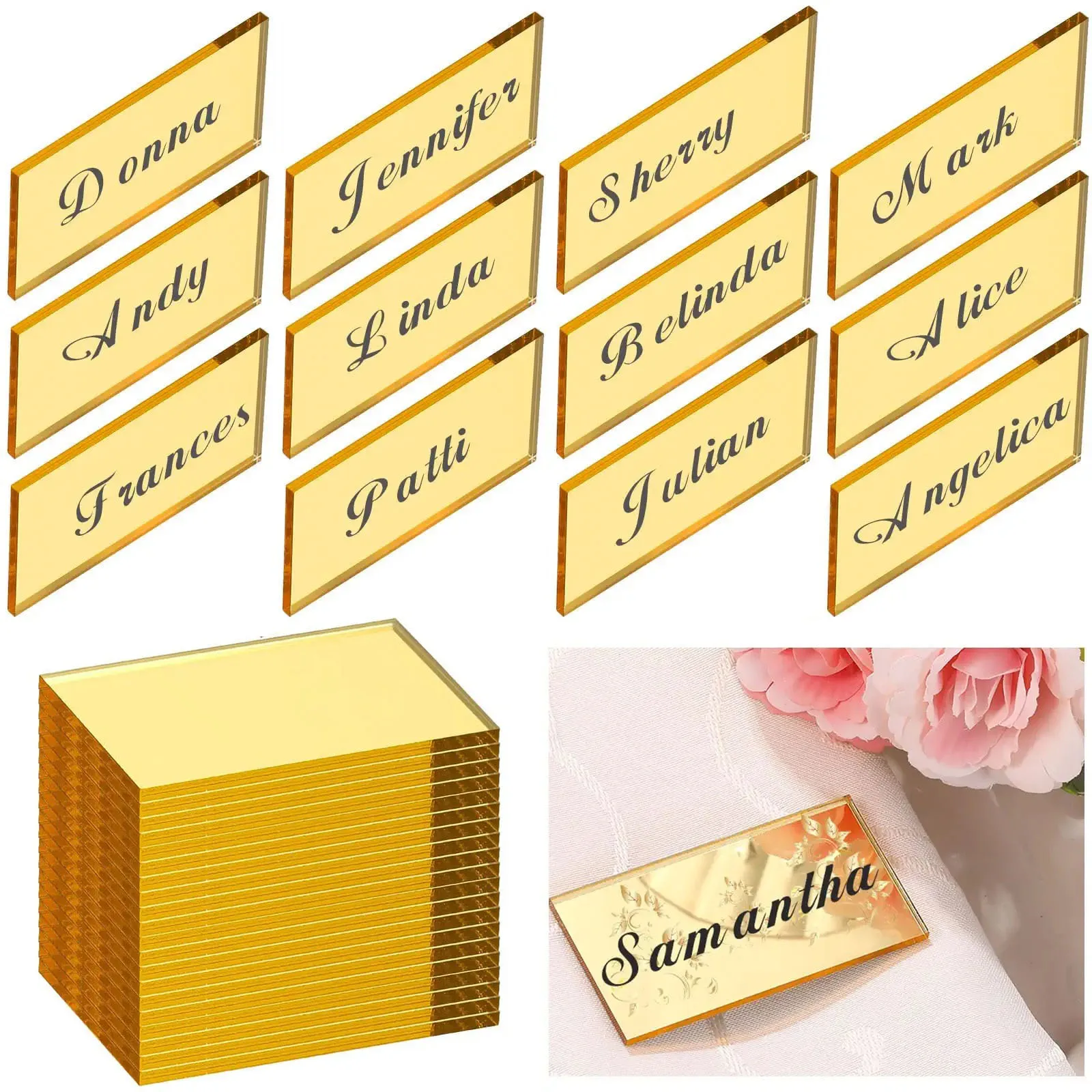 Gold Acrylic Mirror Cast Acrylic Plexiglass Sheets Cut Plastic Plexi Glass with Protective for Signs, DIY Display Project, Craft