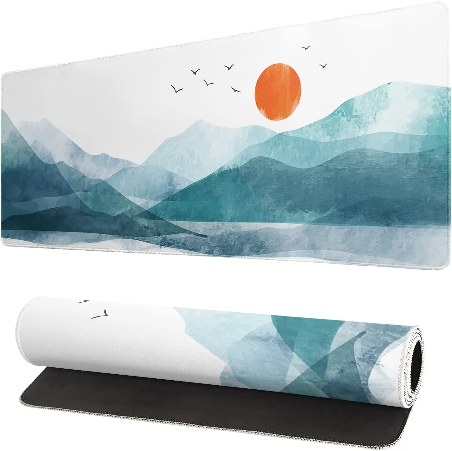 

Japanese Mountains Extended Mouse Pad Landscape Desk Mousepad Extended Large Non-Slip Rubber Base Waterproof Keyboard Mouse Mat