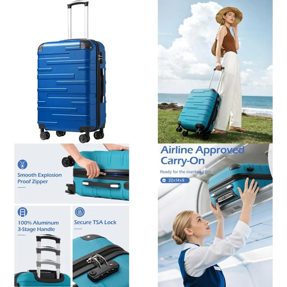 

Чемодан-спиннер с твердой поверхностью, замком TSA и телескопической ручкой для путешествий