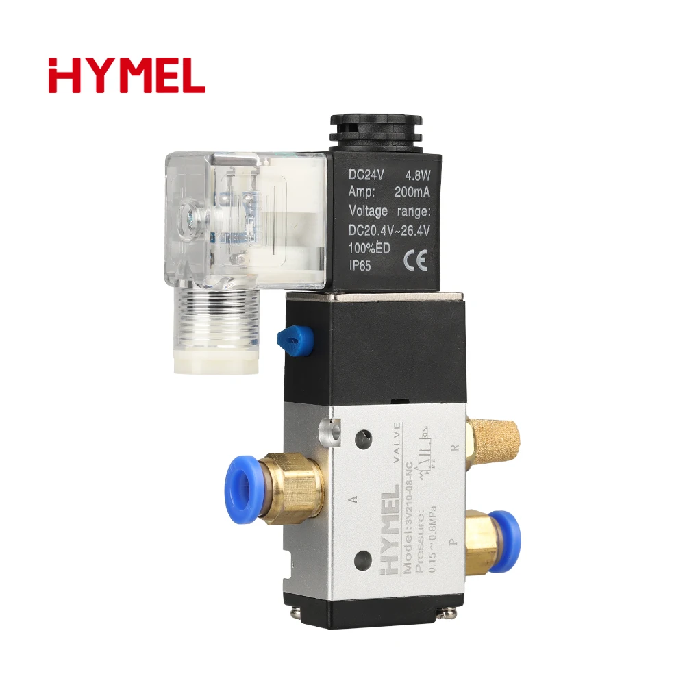 3V210-08 DC12V DC24V AC110V AC220V Pneumatic Fittings 3 Way 2 Position Air Directional Control Solenoid Valve