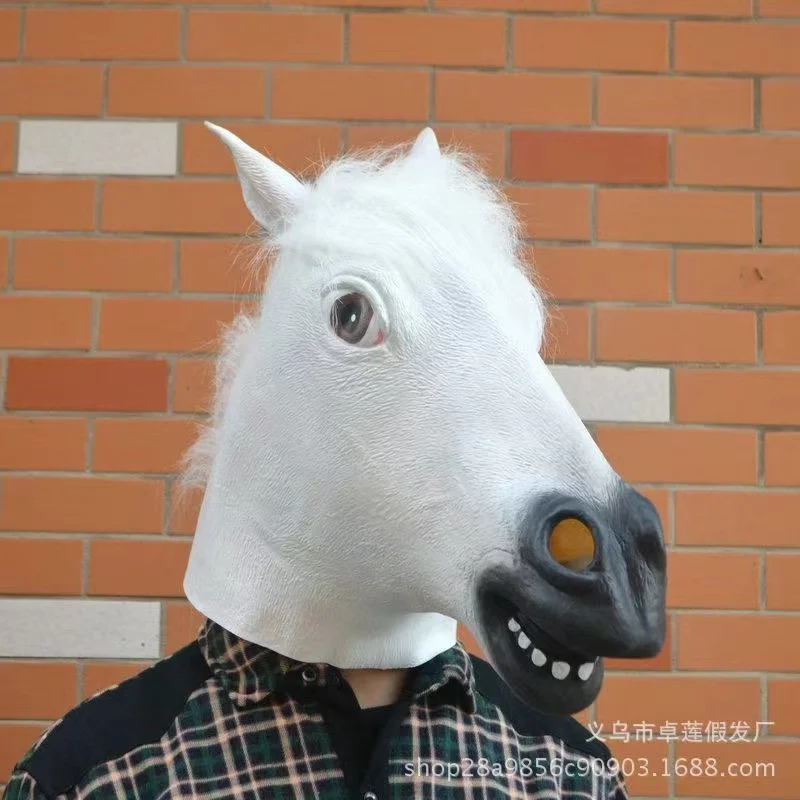 Uomini Brown Horse Masks Girl Funny Horse Head Mask Latex Animal Mask novità Halloween Cosplay Costumes copricapo Mascara De Latex