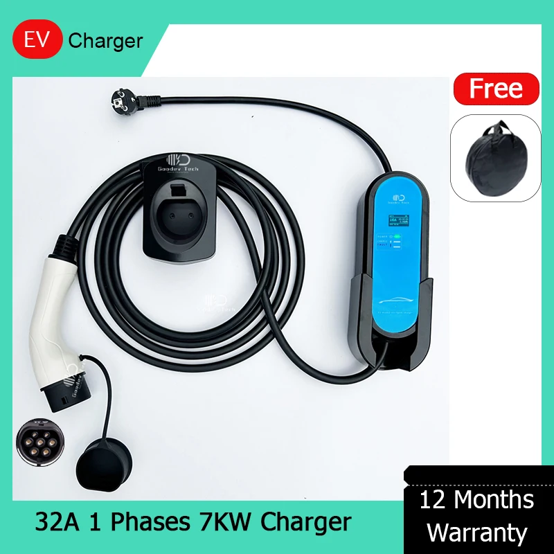 

Type 2 Wallbox Portable Charger 16A 220V 3.3KW EU Plug IEC62196-2 Portable EV Charging Cable For Electric Vehicles 3M TPE Cable