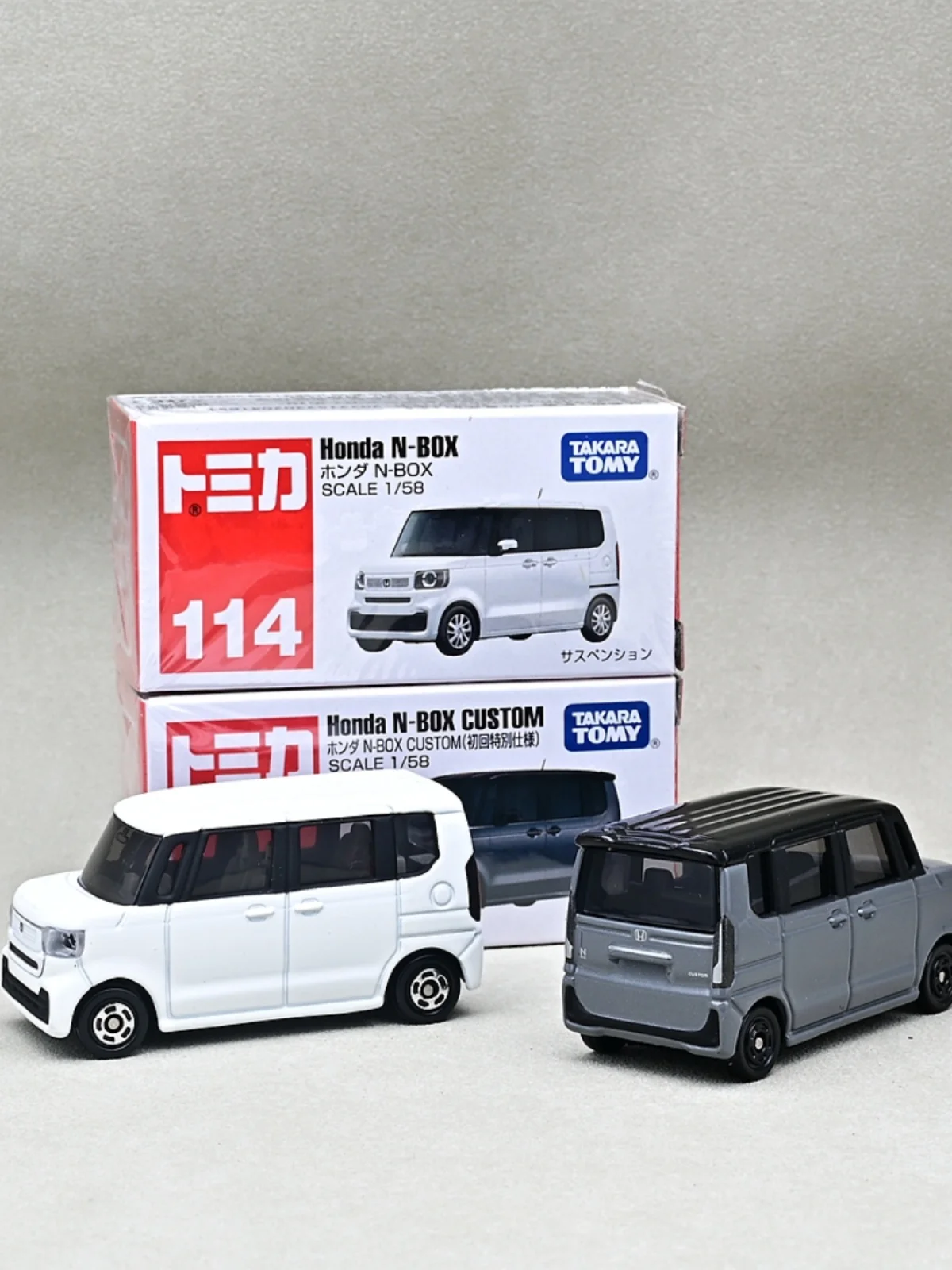 Tomy-domica子供用合金モデルカー、ホンダN-BOXバン、No。114、1:58、おもちゃ