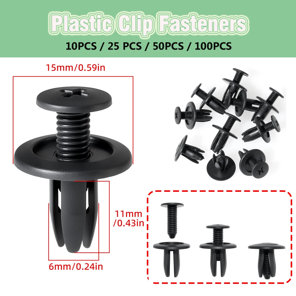 

6mm 8mm 10mm Hole Car Plastic Rivets Fastener Clip Auto Door Trim Panel Retainer For Toyota Lined Cover Barbs Clip Fasteners
