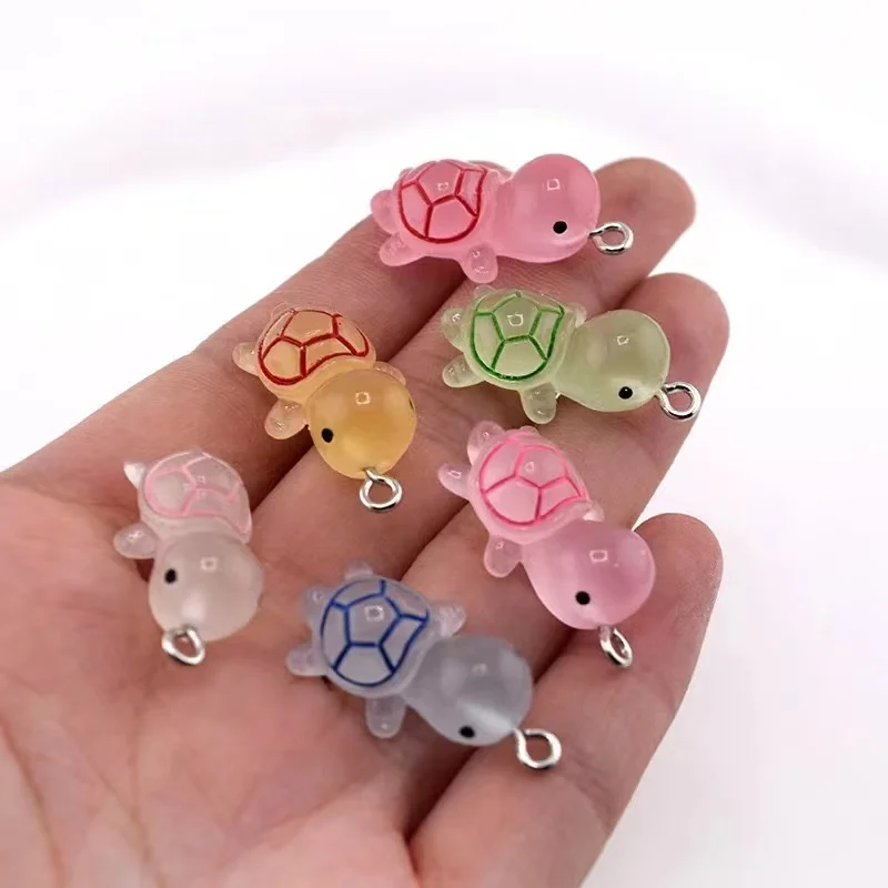 10pcs  Cute Simulation Luminous Turtles Charms For Pendant DIY Earrings Necklace Jewelry Accessories Finding
