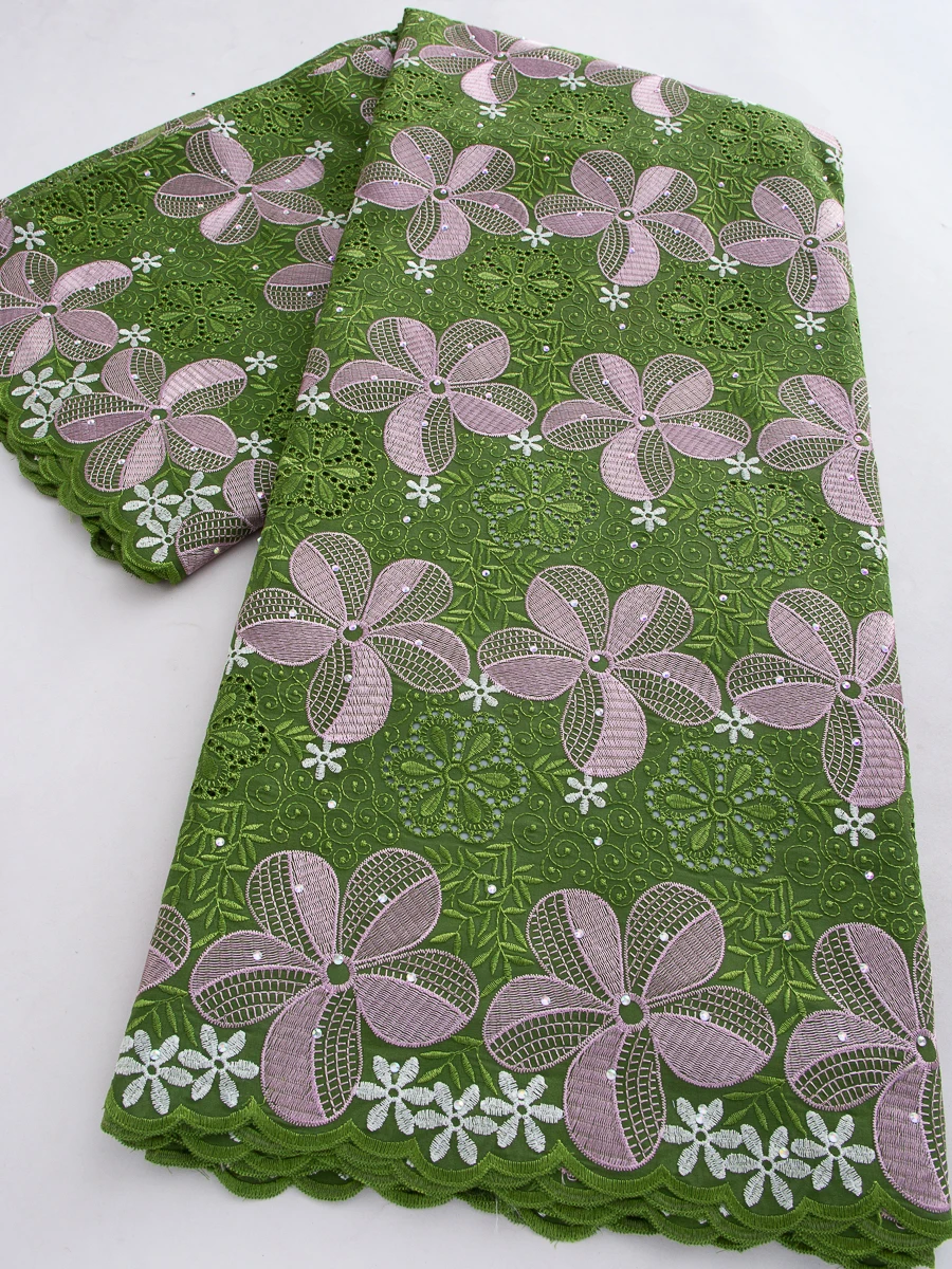 

Элегантная зеленая швейцарская кружевная ткань из вуаля, розовое хлопковое кружево с цветочным узором и стразами для африканских свадебных платьев и пошива свадебных нарядов