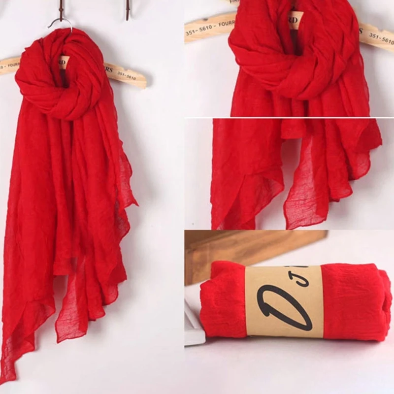 Women Scarf Shawl Wrap Big for Head Scarves Soft Linen Solid Color Shoulder Cove DropShipping