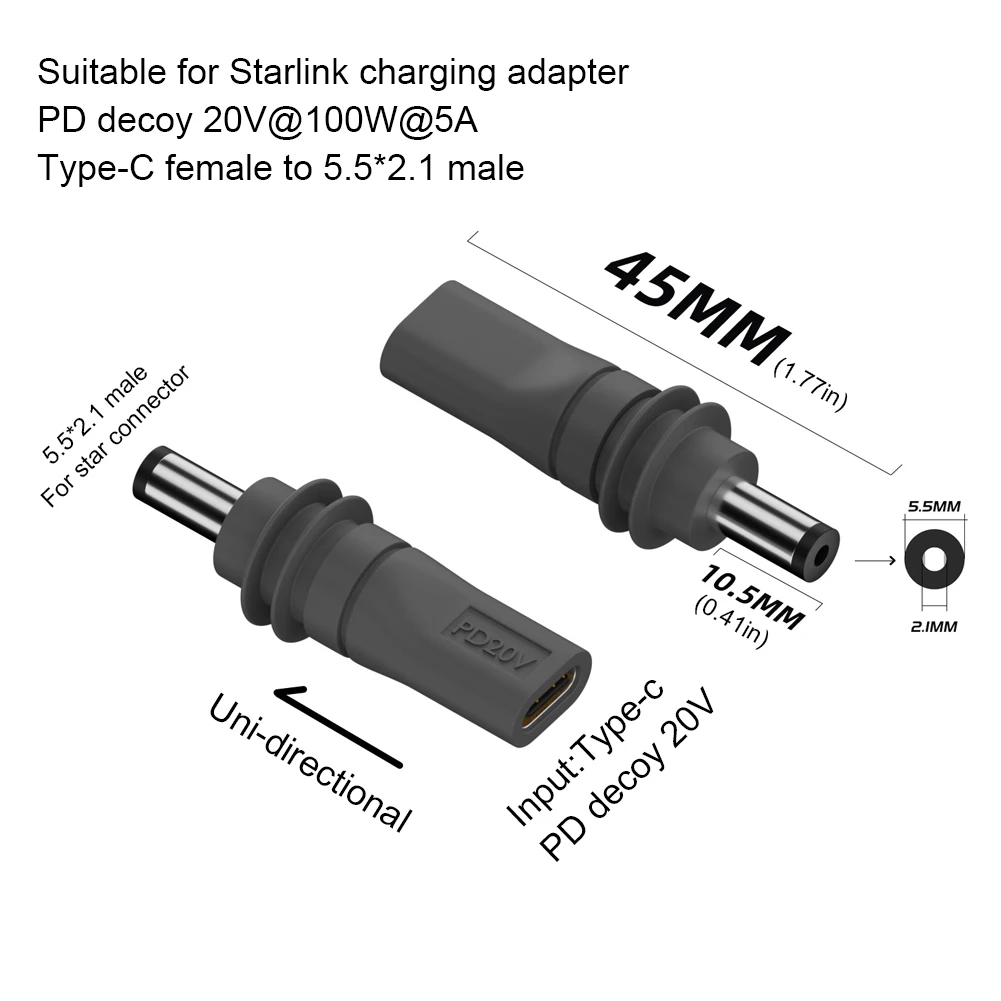 

For Starlink Mini Gen 3 DC Power Type-C Input Replacement Cable Outerdoor Waterproof Charging Cord USB C To DC Power Cable
