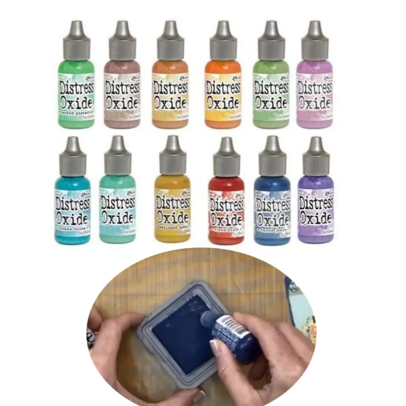 وسادة ختم أكسيد تجديد السائل/صناعة يدوية لتقوم بها بنفسك حبر صبغ مختلط سجل القصاصات دهانات تلوين مجمعة 23 لونًا دهانات مائية