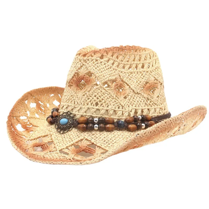 HongLuan Cross-border new Scenic area outdoor beach ethnic wind Western cowboy accessories hat sun shade straw Cap jazz top hat