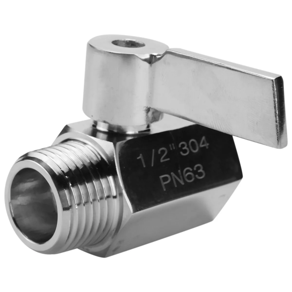 Y02A304 Stainless Steel Mini Ball Valve(1/2 Inch Female x Male) NPT Thread, Water Flow Regulator Head Control Valve