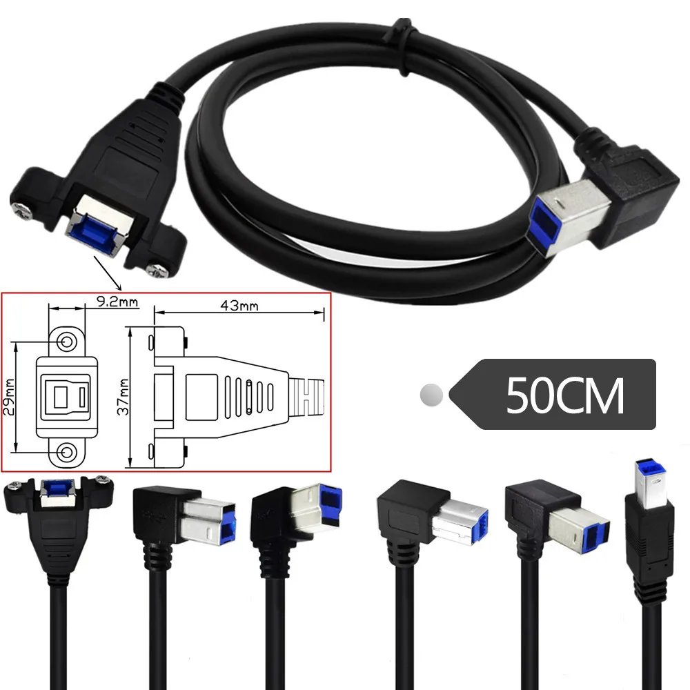 

90-градусный угловой кабель принтераUSB3.0 «папа-мама» поддерживает подключения Plug & Play для модемов, принтеров, сканеров,