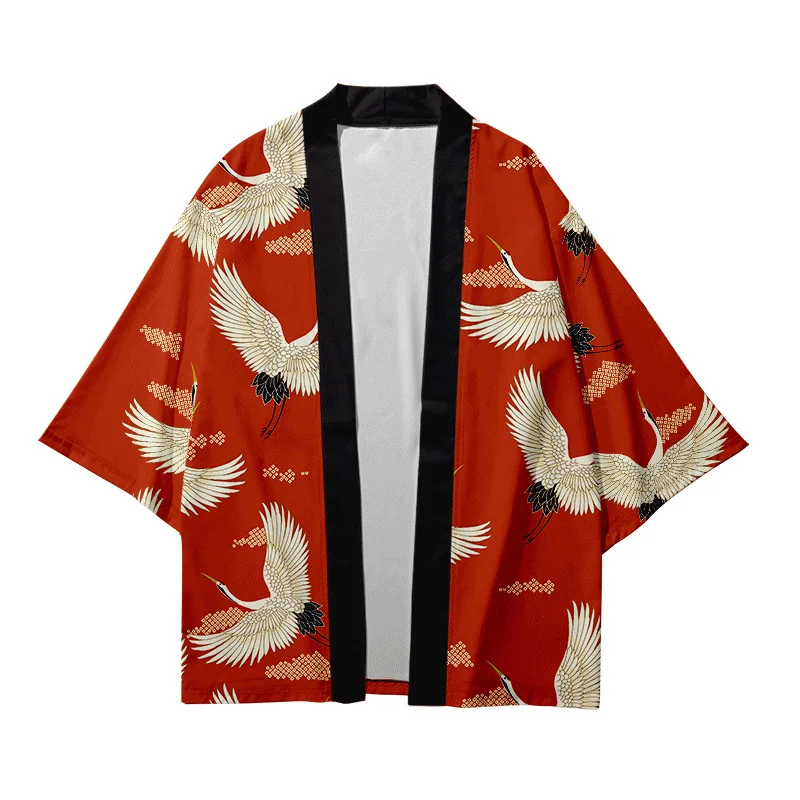قميص تنكري على الطراز الياباني مطبوع ثلاثي الأبعاد للرجال والنساء كيمونو الساموراي التقليدي هاوري يوكاتا الشاطئ الياباني #3