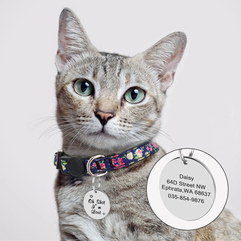 Personalizzato cane gatto ID Tag collare collana accessori rotondo personalizzato inciso cane ID Tag forniture per animali domestici per cani Tag