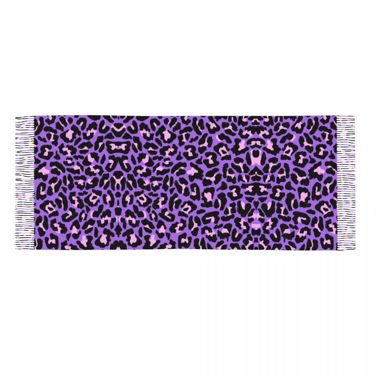 Neon Purple And Pink Leopard Seamless Pattern Scarf Women Fashion Winter Shawl Wraps Animal Cheetah Tassel Wraps