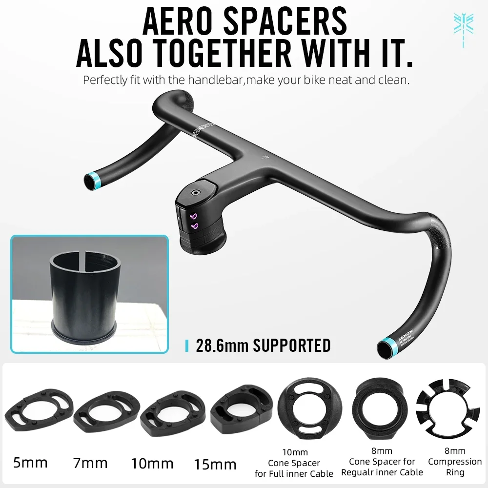 2025 ليكسون الكربون المتكاملة المقود ضوء 28.6 مللي متر شوكة أنبوب مع الفواصل Unox الحصى بار T1000 سباق الدراجات أجزاء