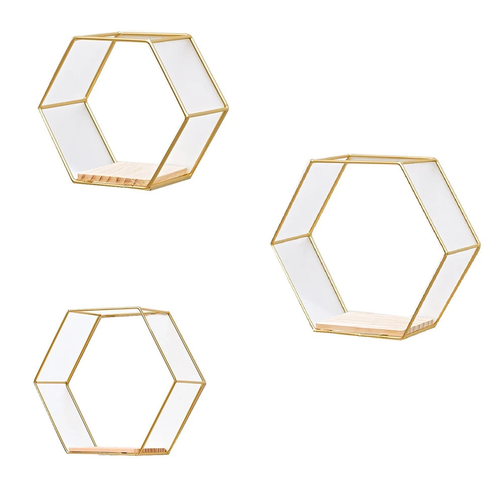 

Hexagonal Floating Frame Wall Decoration Wall-Mounted Storage Rack Jiazi Home Furnishing Decoration Art