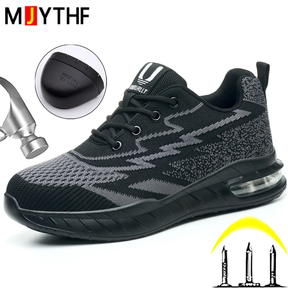 Air Cushion Women's Safety Shoes European Standard Steel Toe Shoes Anti-Smash Anti-Puncture Work Sneakers Protection Shoes New