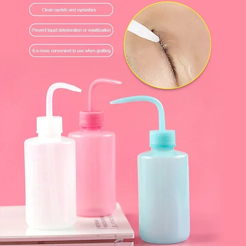 500ml Eyelash Cleaning Washing Bottle Curved Spout Cleaner Waterproof Eyebrow Remover Bottle Eyelash Extension Makeup Tool