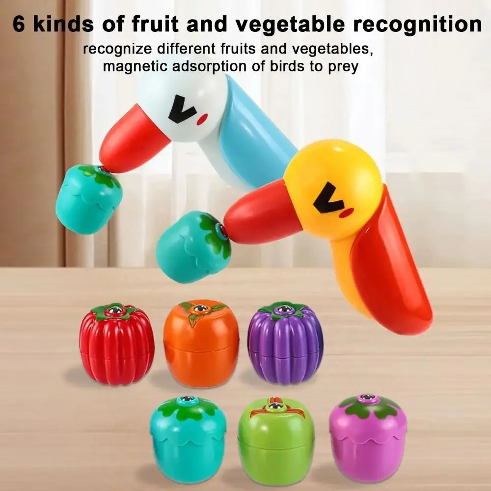 Magnetic Woodpeckers Pick Fruit Trees Fishing Dish Early Educational Rotating-Woodpecker Picking Fruit Trees Colorful Funny