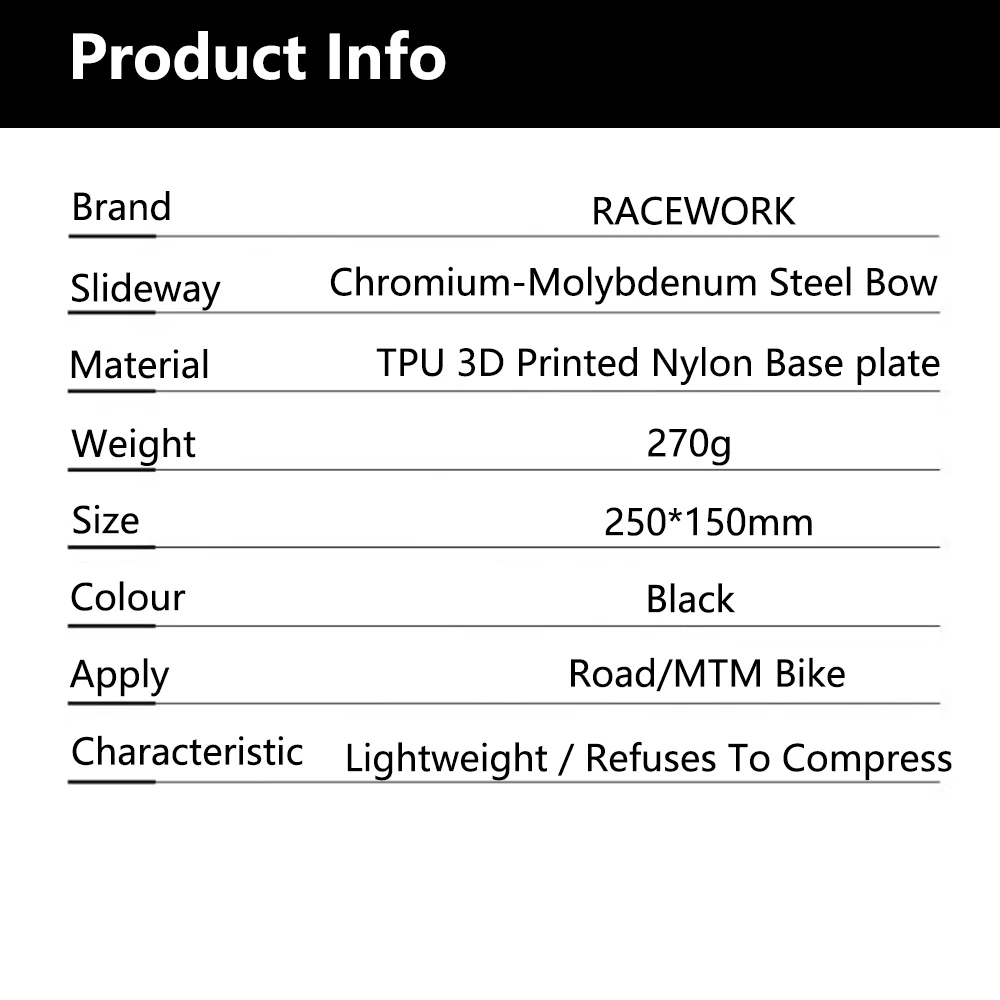 RACEWORK 3D-gedruckter Fahrradsattel mit kurzer Nase, 250 x 150 mm, für Rennrad, MTB, Kies, Fahrradsitz, Teile, ultraleichter, atmungsaktiver Fahrradsattel – Detail 3