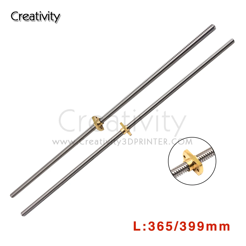 3D Printer T8 Lead Screw  Pitch 2mm Lead 8mm 365/400/ 515mm With Nut For Ender3 Ender-6 CR-10S CR-6 SE 3D Printer parts