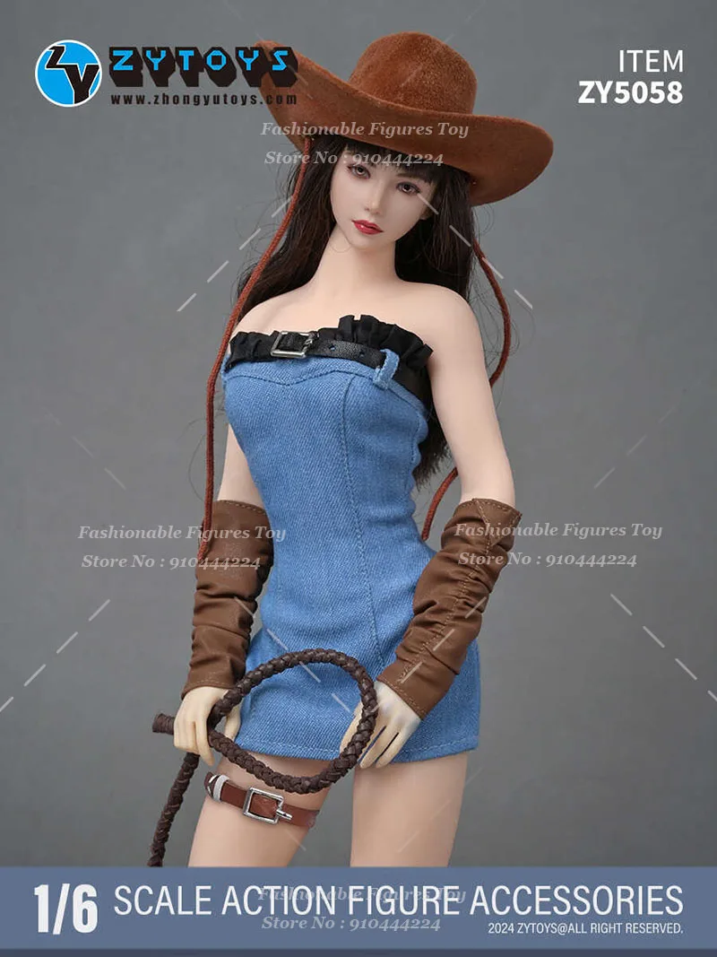 Zytoys 1/6กระโปรงยีนส์หมวกคาวบอยทหารสำหรับผู้หญิง, กระโปรงผ้ายีนส์คอสเพลย์รองเท้าบู๊ทคาวบอยตะวันตกสูทขนาด12นิ้วตุ๊กตาขยับแขนขาได้