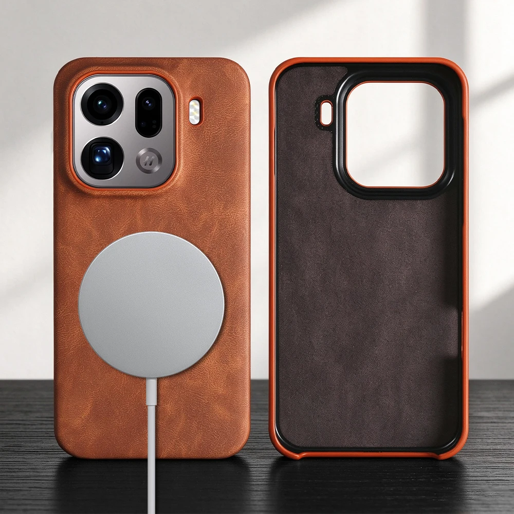 For Magsafe Skin Leather Case For OPPO Find X9 Pro X8 Ultra X8s Magnetic Phone Case Back Cover X 8 X 9 Pro X8Ultra Coque Funda