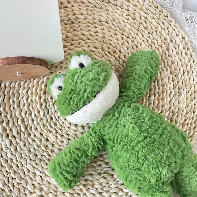 25cm Furry Frog Doll Stuffed Animal Cute Smiling Frog Plush Toy Sleeping Plushies Appease Gifts For Girl