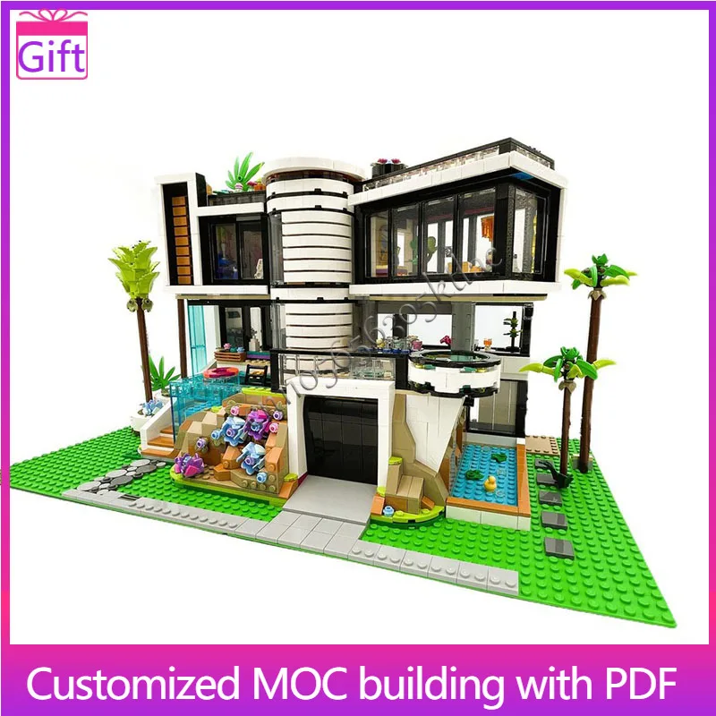 

3046 PCS Modern Luxury Villa With Garden Scene Model Modular Building Blocks Kids Assembly Display Toys Festival Surprise Gift