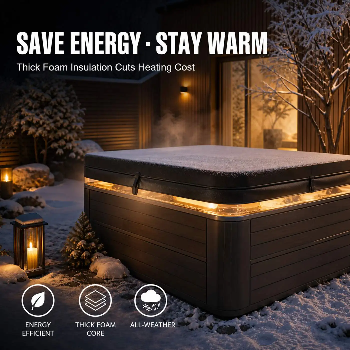 Luxury Insulated Hot Tub Cover UV Cold Resistant SGS Certified Waterproof Spa Cover for Garden Terrace Outdoor Bathtub
