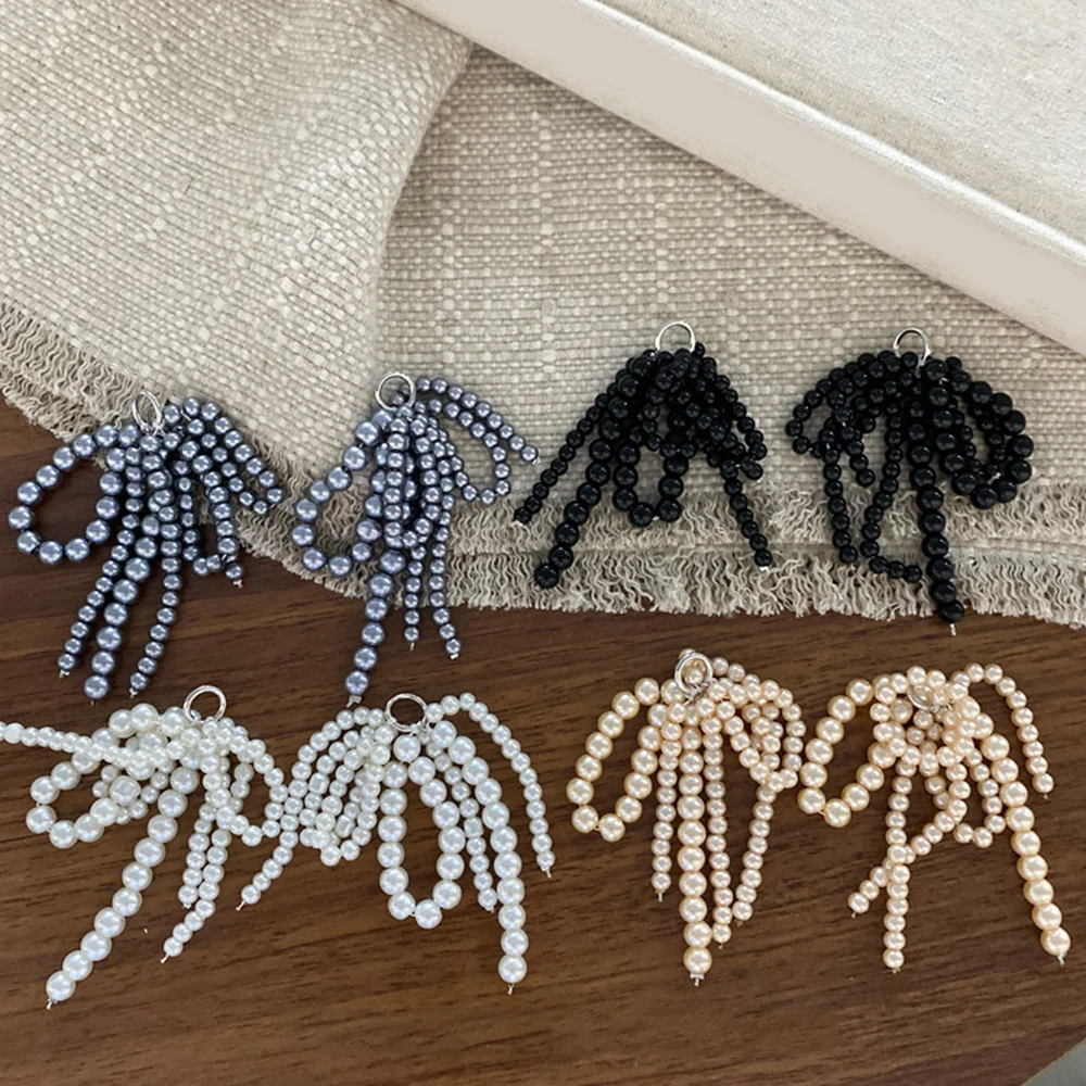 DIY Shoelaces Clips Pearl Beaded Shoe Lace Charms Buckle Sneaker Pearl Bow Sneaker Decorations Keyring Pendant Boot Accessories