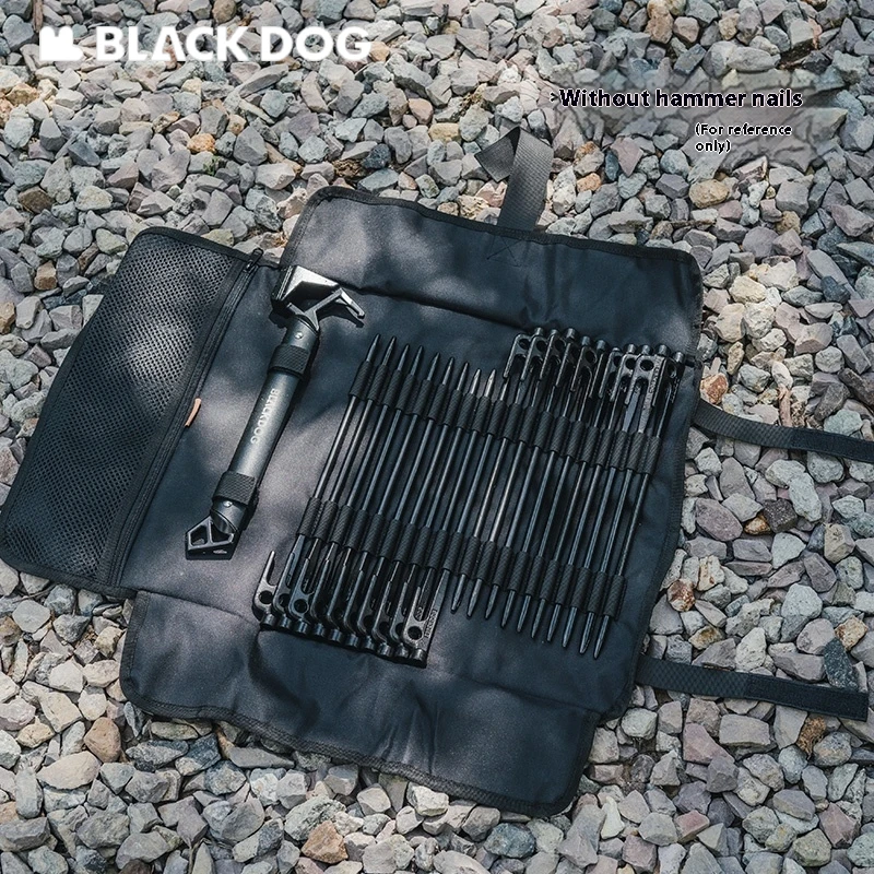 Naturehike-Blackdog Ground Nail Hammer Storage Bag 21-Hole Camping Accessories Handbag Wind Rope Tent Pegs Organizer Bag Tools