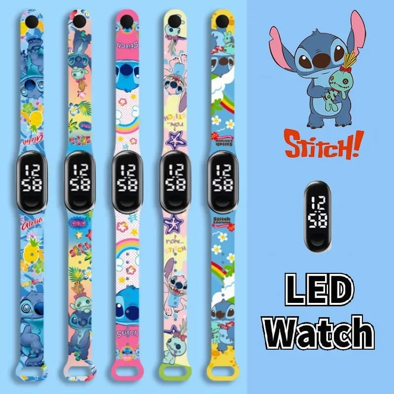 Disney Stitch children's Watches Cartoon Anime Character Luminous Bracelet Watch LED Touch Waterproof Sports kids gifts watch