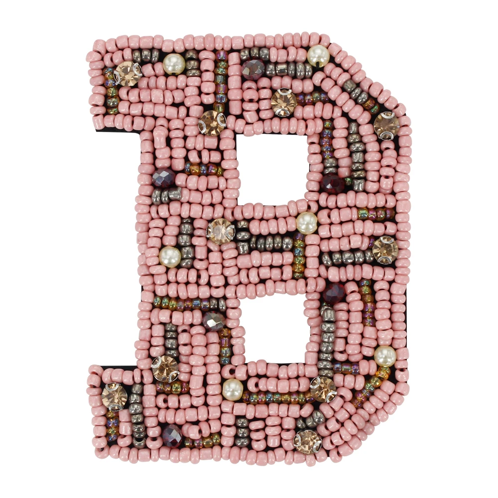 Beaded Letter Patches Pearl Rhinestones Crown Alphabet Patches English Letter DIY Repair Embroidered Appliques Sew on Badge